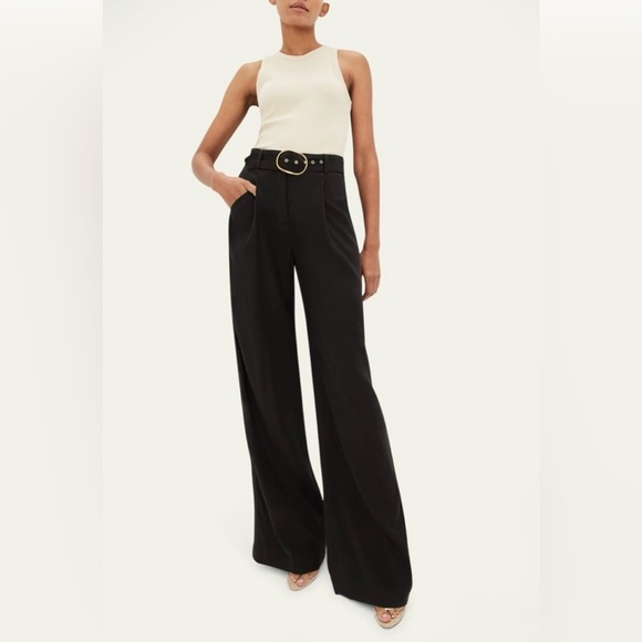 NWT Veronica Beard Black Linen Wide Leg Rimini Pant Size 4 - Picture 1 of 13